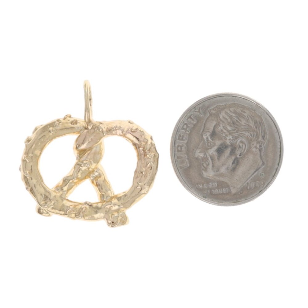 Yellow Gold Salted Twisted Pretzel Charm - 14k Snack Food - Picture 3 of 3